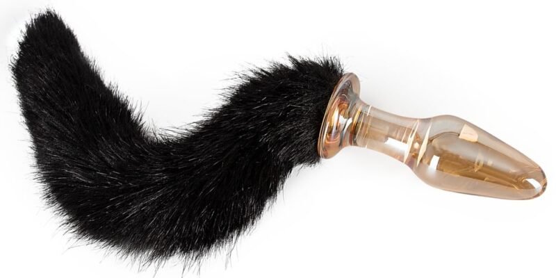 Buttplug i Glass Med Sort Hale