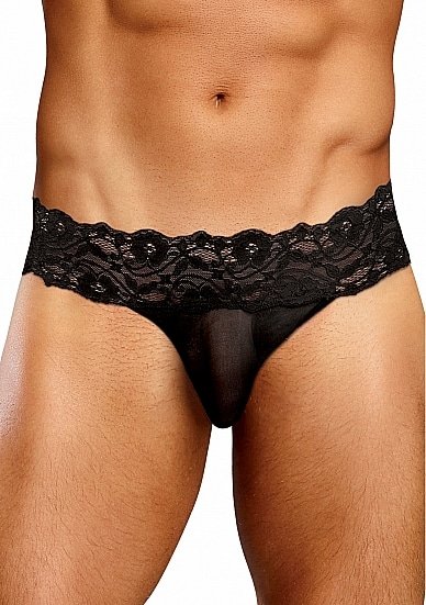 Male Power - Scandal Lace - Microstring - Sort