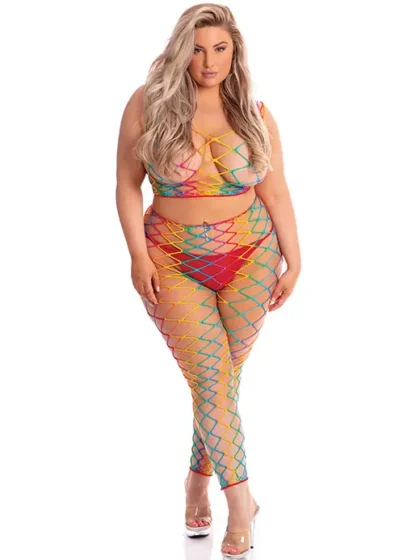 Pink Lipstick - Rainbow Stockings - Queen Size