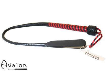 Avalon - DRAKE - Kort Bullwhip med Dobbel Snert - Svart og Rød