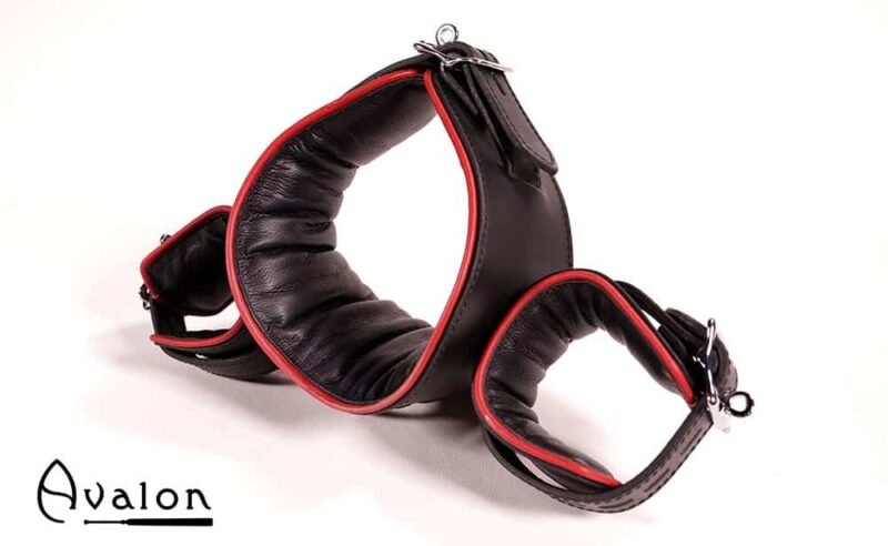 Avalon - MALICIOUS - Collar med Cuffs i Lær - Sort og Rødt - Bilde 2