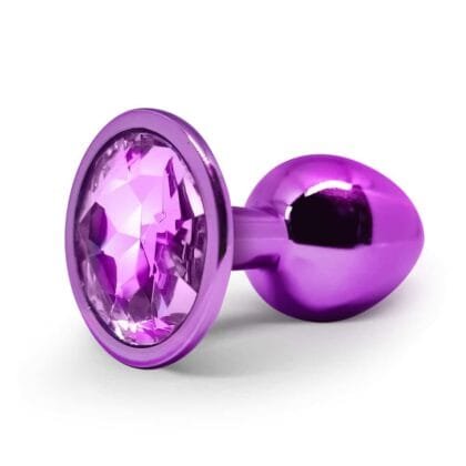 BQS - Lilla Buttplug med Lilla Krystall - Medium