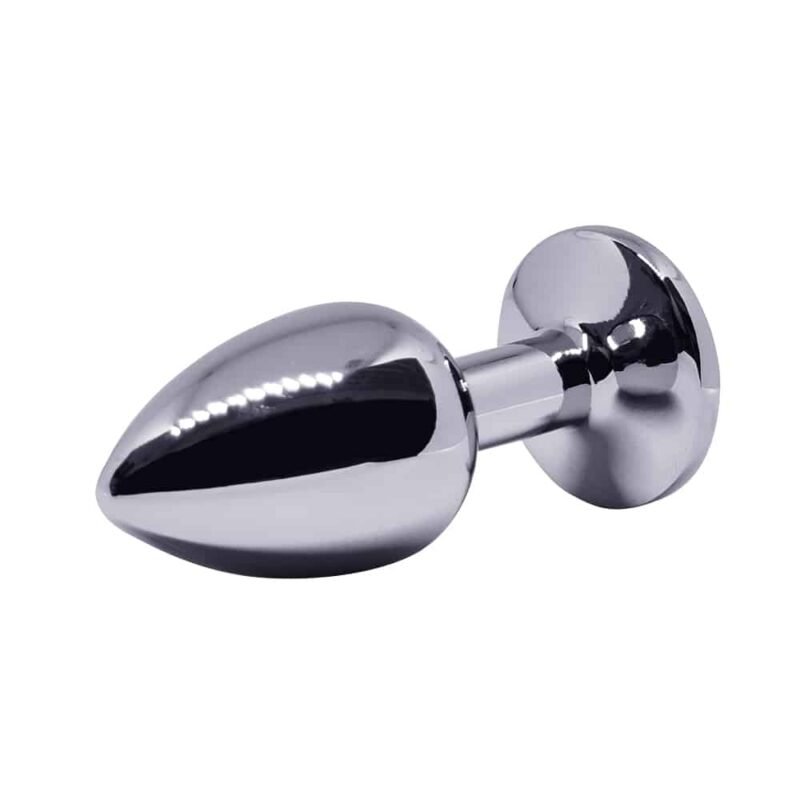 BQS - Buttplug i metall med Krystall - Blå - Small