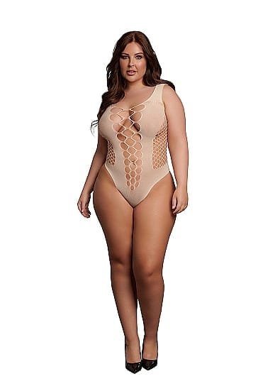 Le Desir - Frekk Body av Netting - Queen Size 2XL-5XL - Beige