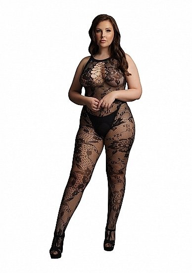 Le Desir - Frekk nettingcatsuit med blomstermønster - Queen size