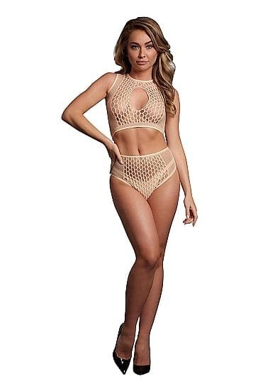 Le Desir - Key-Hole Fishnet Undertøysett - One size - XS-XL - Beige