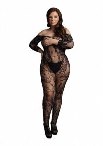Le Desir - Sexy Catsuit med netting og blomstermønster - Queen Size 2XL-5XL