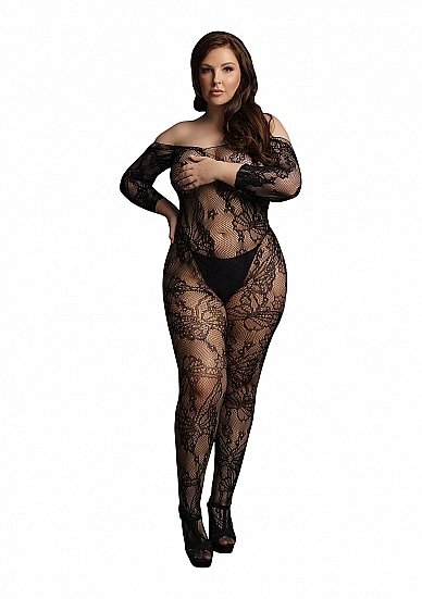 Le Desir - Sexy Catsuit med netting og blomstermønster - Queen Size 2XL-5XL