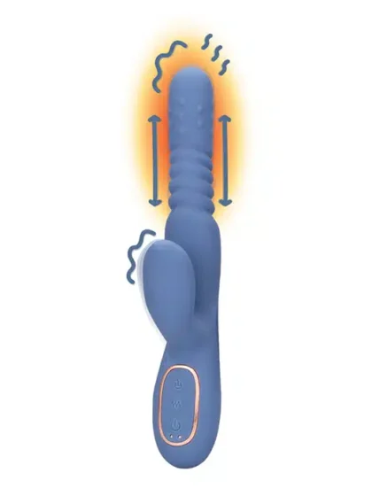 Loveline - Roterende thrusting rabbitvibrator med varme - Blå