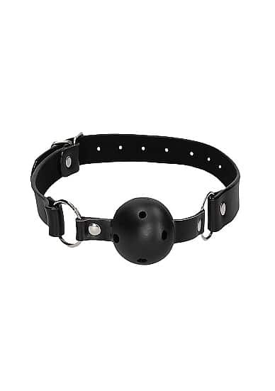 Ouch! Black & White - Ballgag med pustehull - Sort