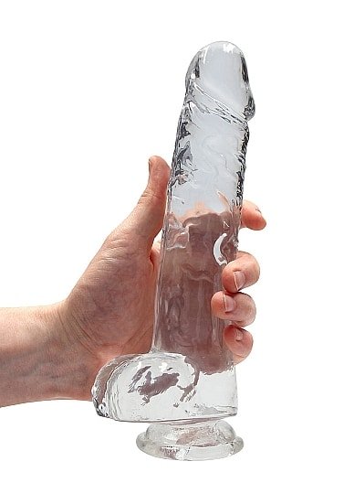 Realrock – Crystal Clear – Realistisk Dildo med Pung – Transparent - 23 cm