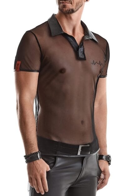 Regnes Fetish Planet - Roberto - Mesh poloskjorte med wetlook detaljer