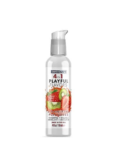 Swiss Navy - 4 i 1 - Vannbasert Glidemiddel - Strawberry Kiwi Pleasures - 118ml