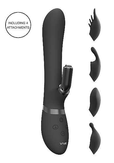 VIVE - Chou - Rabbitvibrator med utskiftbare hoder - Sort 