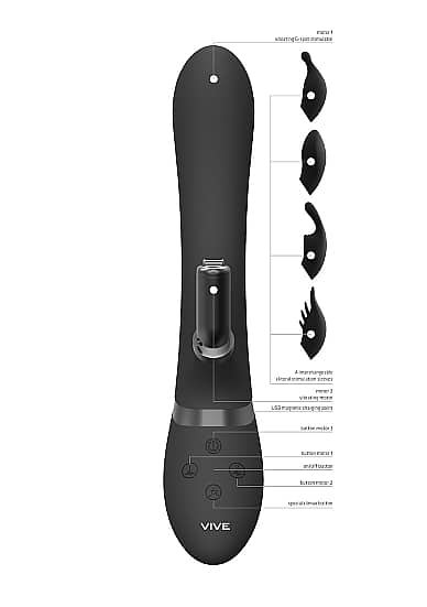 VIVE - Chou - Rabbitvibrator med utskiftbare hoder - Sort