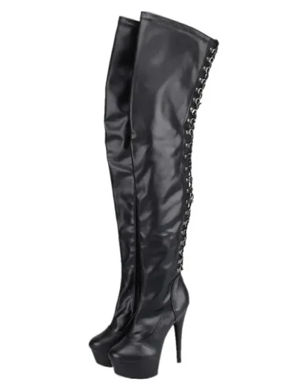 Erogance - Lårhøye Boots - D3063 - Sort