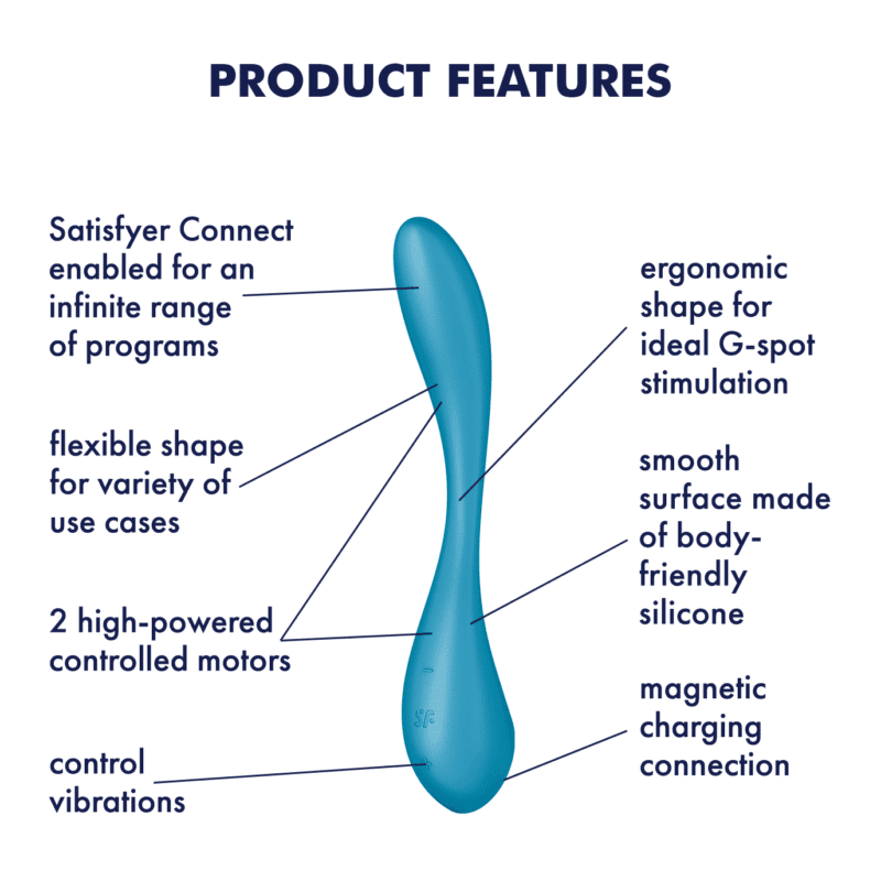 Satisfyer - G-spot Flex 5+ - Fleksibel G-punkt Vibrator med APP - Blå kun 1 igjen! Siste sjanse! - Bilde 7