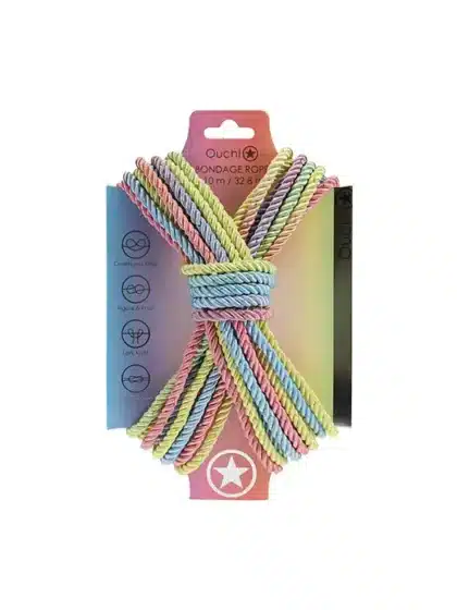 Ouch! Bondagetau - 10 meter - 6mm - Pastell regnbue