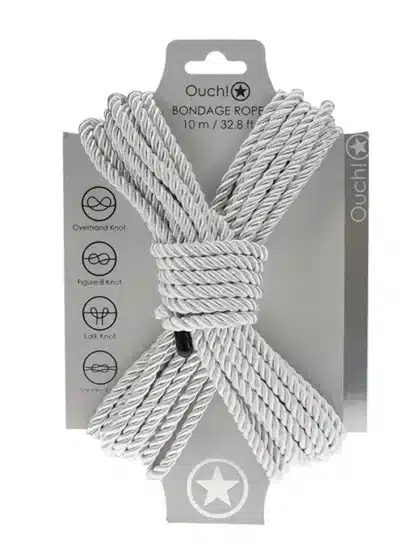 Ouch! Bondagetau - 10 meter - 6mm - Sølv