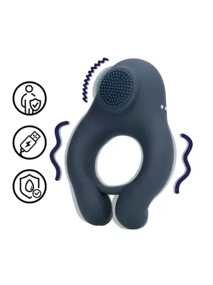 Loveline - Penisring med klitorisvibrator - Blå